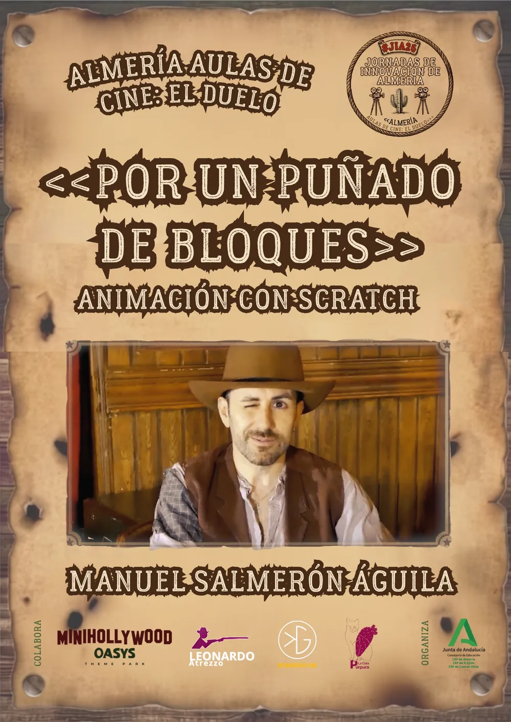 Cartel del taller Por un puñado de bloques