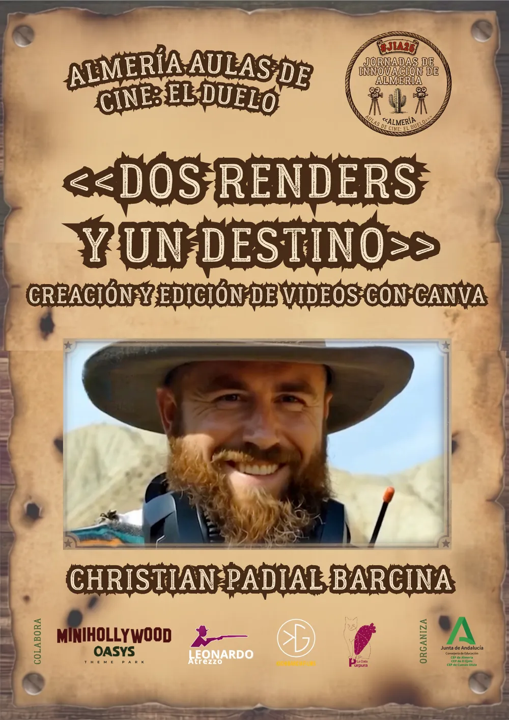 Cartel del taller Dos renders y un destino